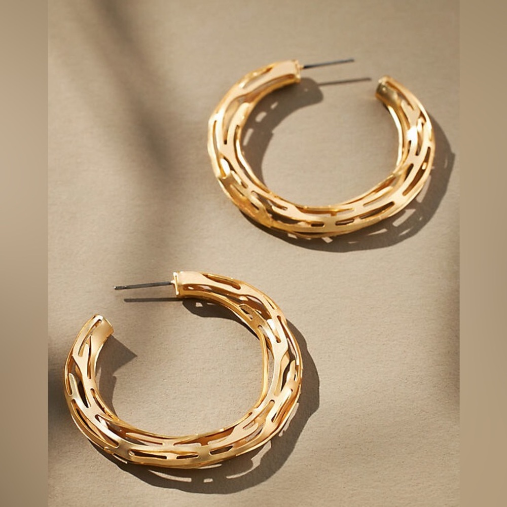 New Anthropologie thin cutout‎ hoop earrings